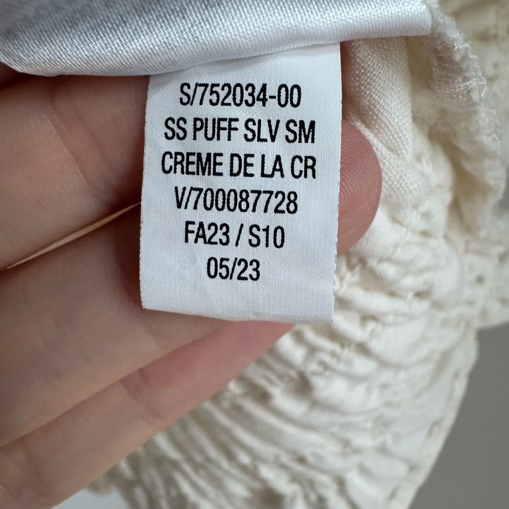 Old‎ Navy Cream Smocked Puff Sleeve Top Women’s Size large NEW Boho Summer